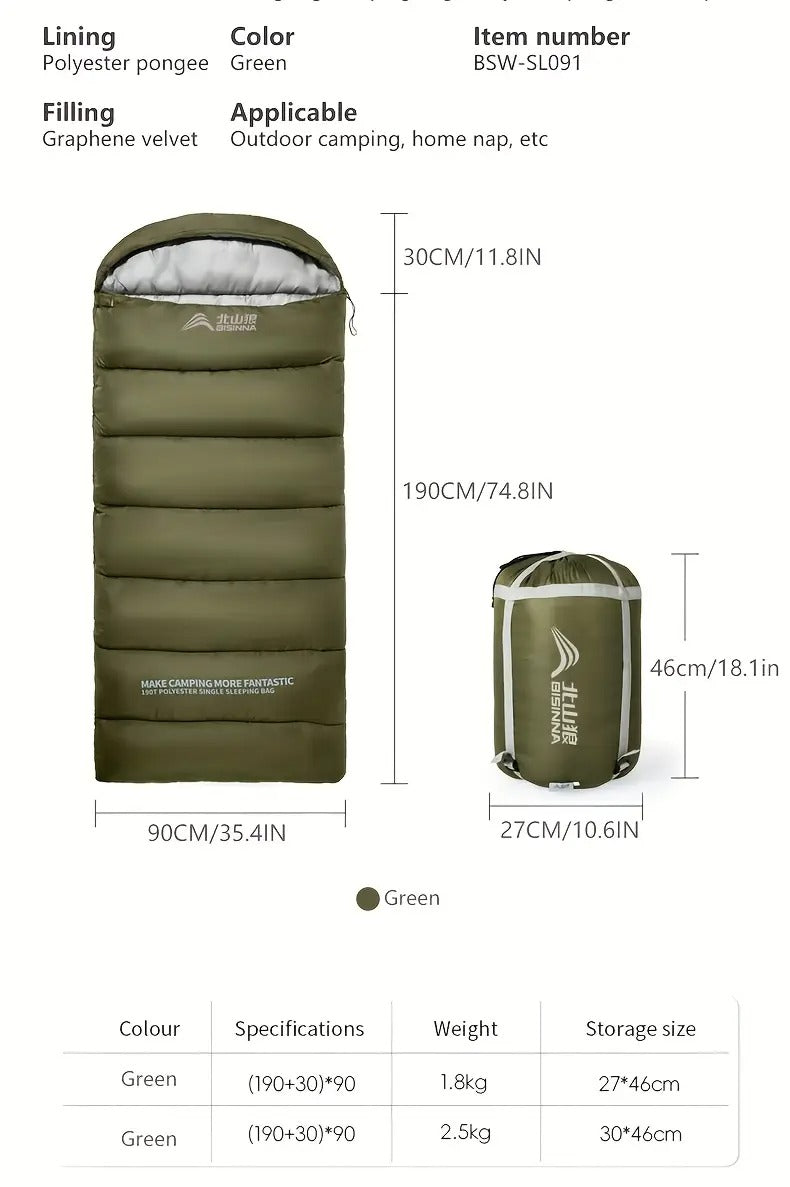 1pc envelope style sleeping bag with zip closure thickened synthetic insulation for winter camping hiking portable half length design olive green gray ideal gift for outdoor quilted comfortable sleeping _ temu Temu