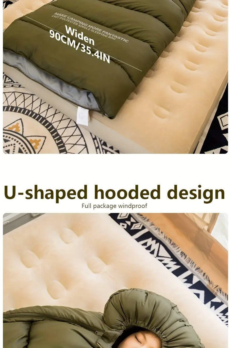 1pc envelope style sleeping bag with zip closure thickened synthetic insulation for winter camping hiking portable half length design olive green gray ideal gift for outdoor quilted comfortable sleeping _ temu Temu