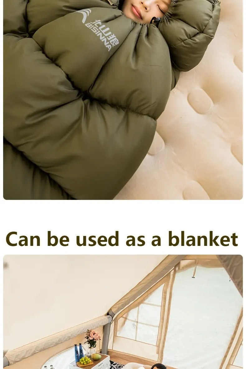1pc envelope style sleeping bag with zip closure thickened synthetic insulation for winter camping hiking portable half length design olive green gray ideal gift for outdoor quilted comfortable sleeping _ temu Temu