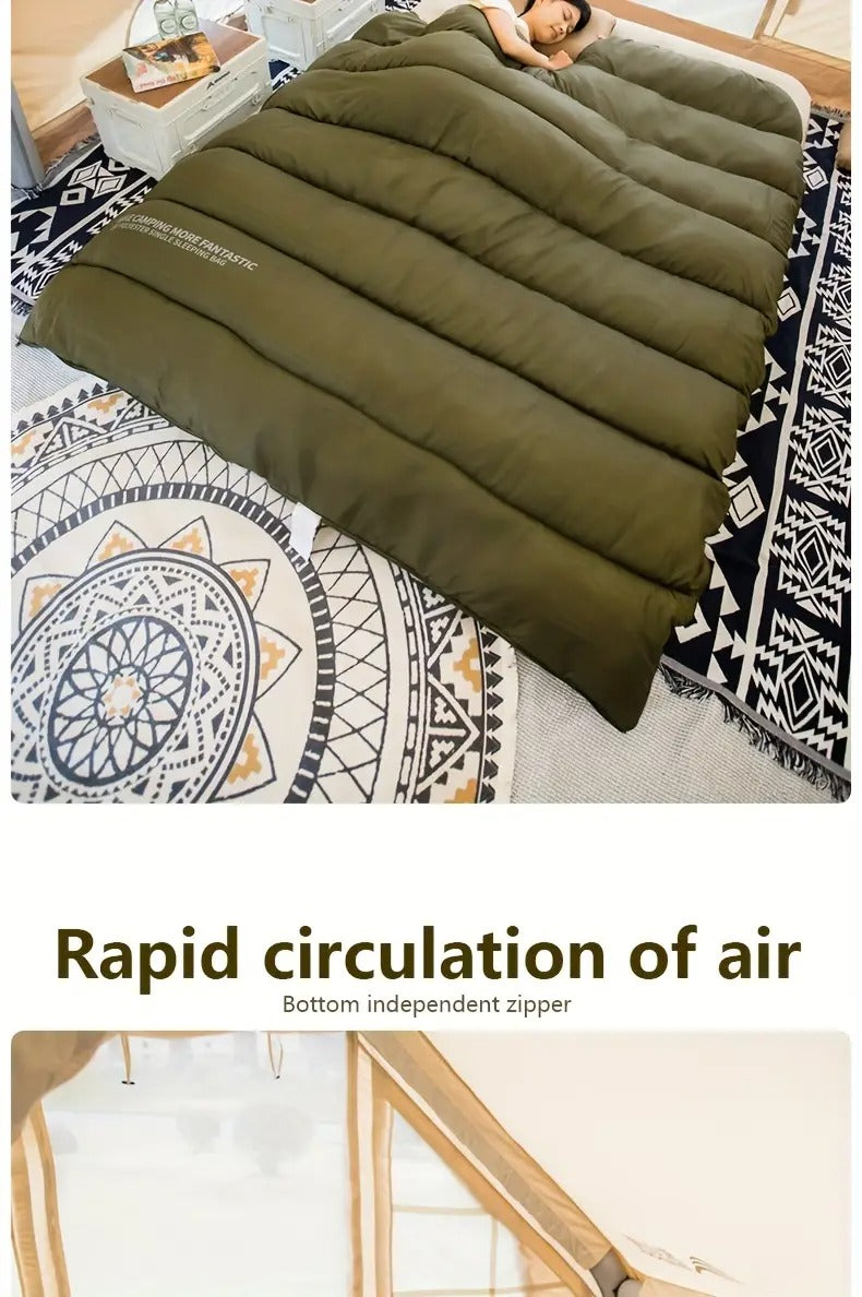 1pc envelope style sleeping bag with zip closure thickened synthetic insulation for winter camping hiking portable half length design olive green gray ideal gift for outdoor quilted comfortable sleeping _ temu Temu