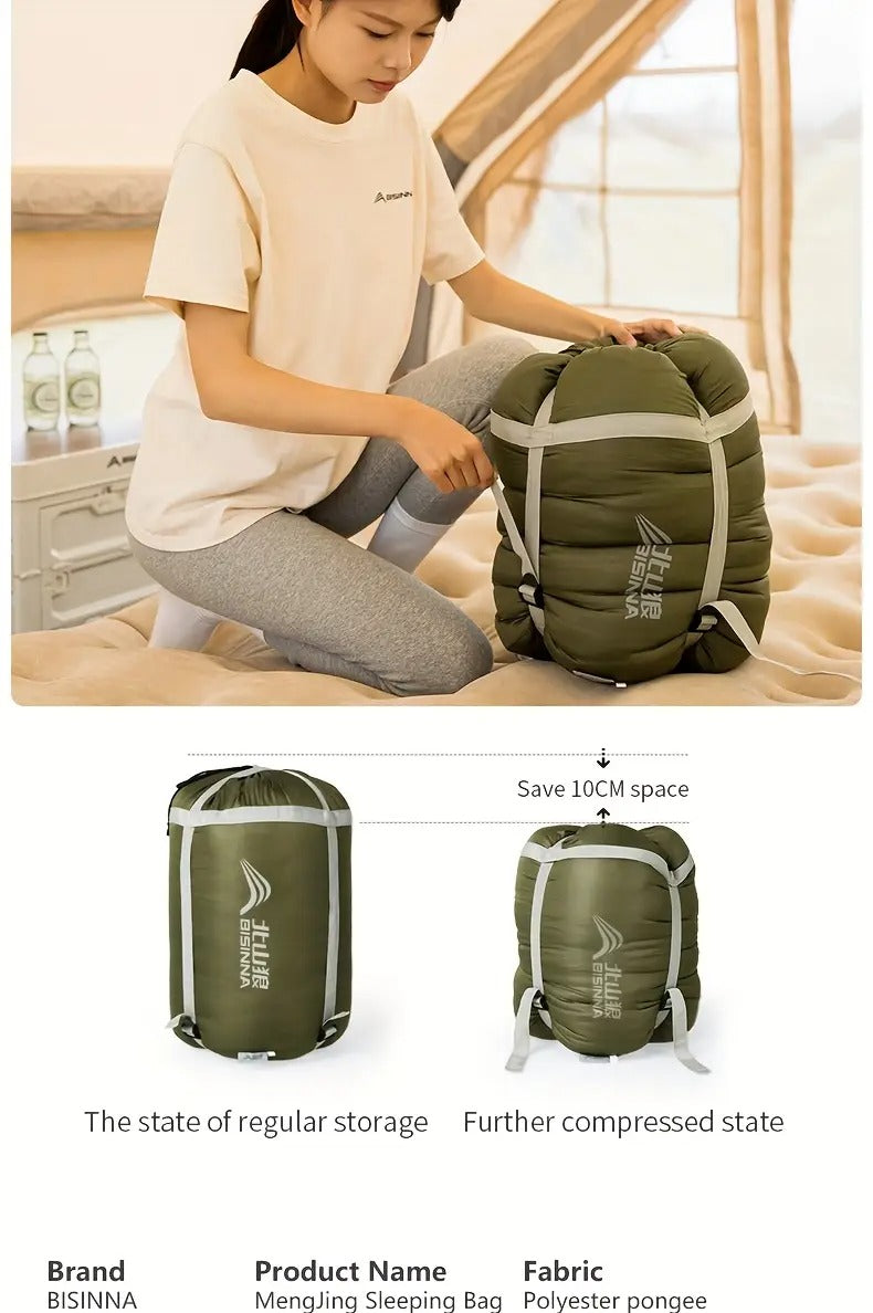 1pc envelope style sleeping bag with zip closure thickened synthetic insulation for winter camping hiking portable half length design olive green gray ideal gift for outdoor quilted comfortable sleeping _ temu Temu